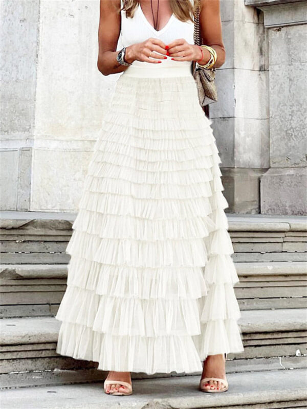 Women's Fashion Sweet Layered Pleated Long Cake Skirt - Image 5