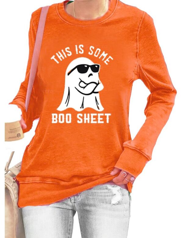 Women's Halloween This Is Some Boo Sheet Printed Crew Neck Long Sleeve Sweatshirt - Image 8