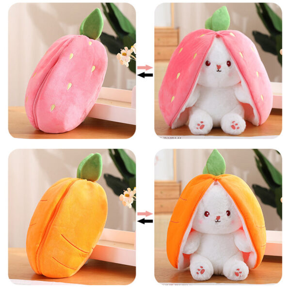 Strawberry Bunny Transformed into Little Rabbit Fruit Doll Plush Toy - Image 3