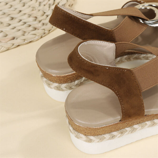 Summer Ethnic Style Iron Ring Open Toe Slip On Roman Sandals - Image 9