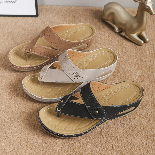 🔥#1 TRENDING SUMMER 2023🔥 Summer New Hollow Toe Clip Ladies Bone Orthopedic Leather Sandals - Image 2