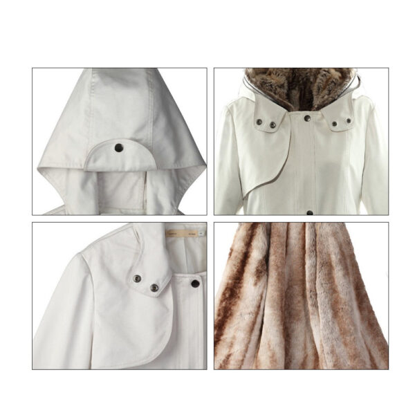 Women Winter Hooded Faux Artificial Long Sleeve Parkas Overcoat - Image 3