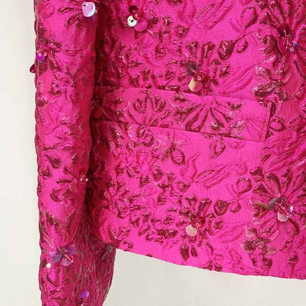 Women Luxury Hand Made 3D Flowers Embroidery Blazer - Image 9