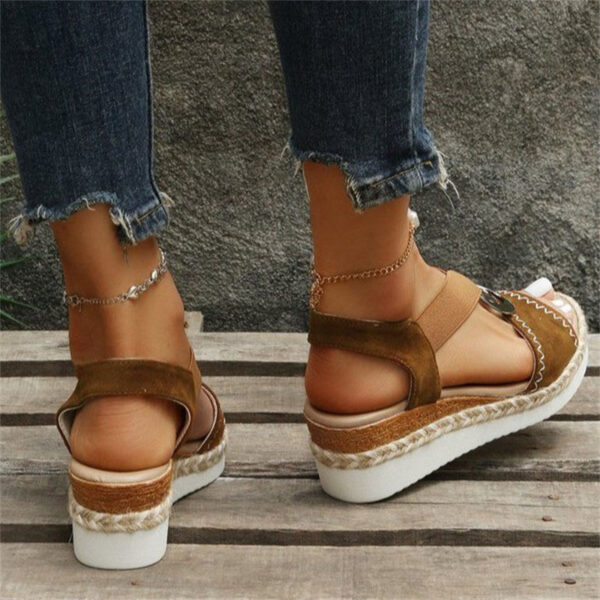 Summer Ethnic Style Iron Ring Open Toe Slip On Roman Sandals - Image 6