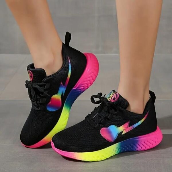 Women's Rainbow Love Sole Flying Woven Sneakers - Image 2