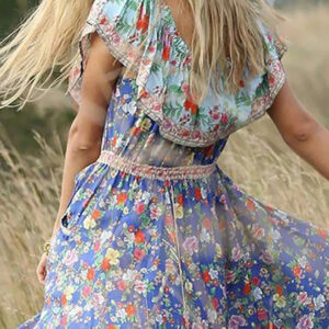 Women's Bohemian Off-Shoulder Printed Colour Maxi Dresses