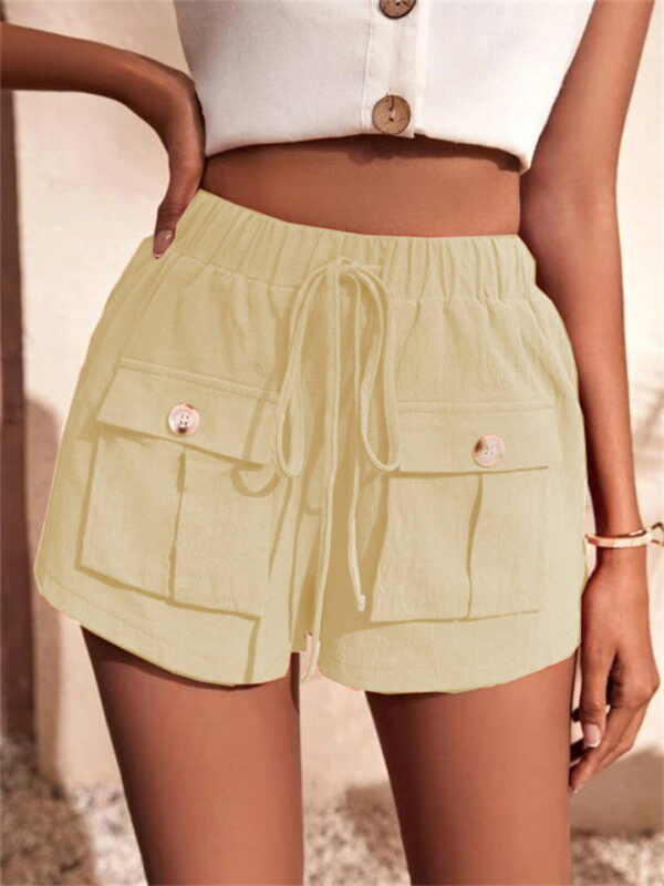 Summer Patch Pocket Drawstring Sports Shorts for Women - Image 7