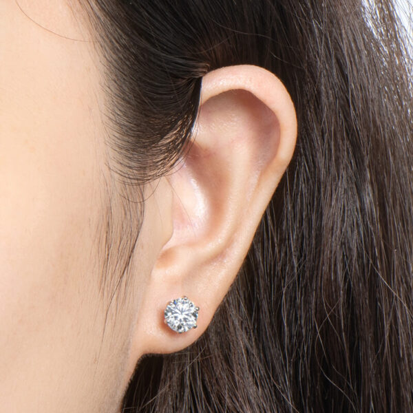 Stunning Classic Six-Prong Moissanite Stud Earrings - Image 2