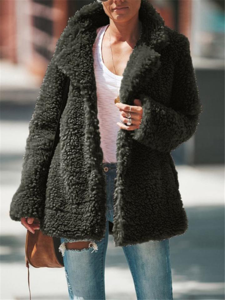 Women Teddy Bear Coats Light Fleece Cozy Vintage Sherpa Coat Reinsho