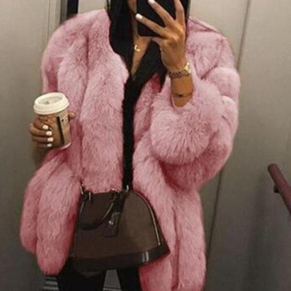 Women faux fur mid-long open front chunky coat | bubble fluffy coat 15 colors - Image 9