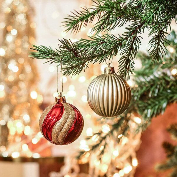 Red And Gold Christmas Tree Baubles Christmas Ball Ornaments, Set of 30 - Image 2