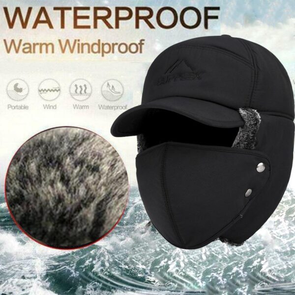 Unisex Faux Fur Windproof Ear Face Protection Winter Hat