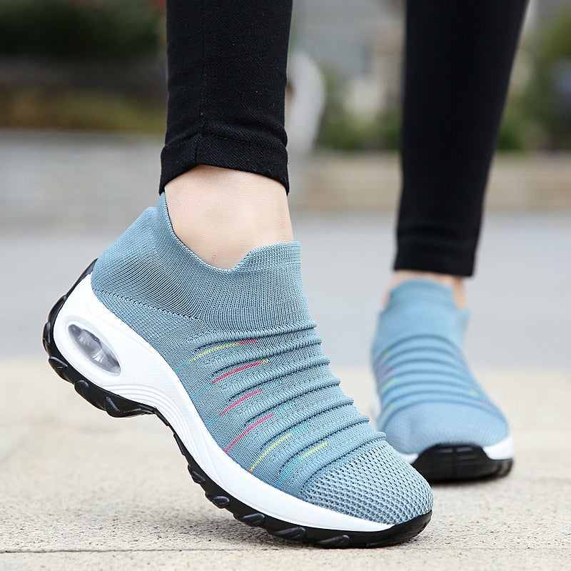 Women Fly-knit Breathable Casual Height Increasing Shoes - Image 4