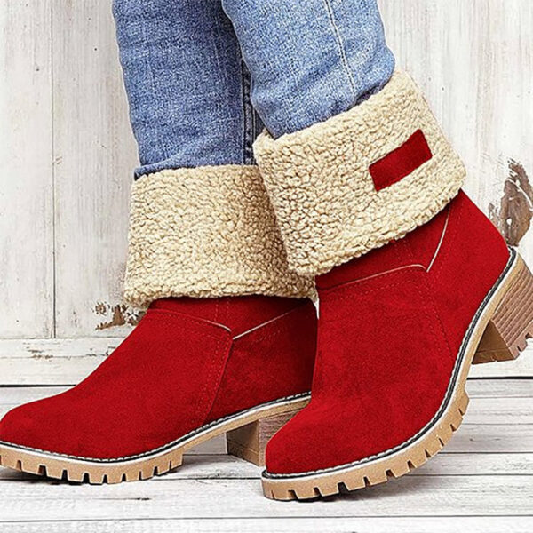 Women's Chunky Heel Round Toe Snow Boots - Image 7