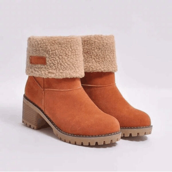 Women's Chunky Heel Round Toe Snow Boots - Image 4