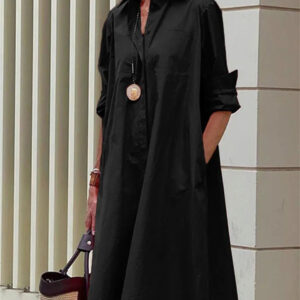 Women's Solid Color Long Sleeve Simple Knee Length Blouses