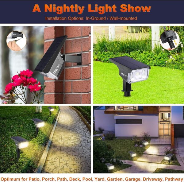 Solar Spotlights Outdoor,40 LEDs Color Changing RGB Landscape Path Lights,USB & Powered Multicoloured Spotlights,14 Colors Auto Cycling for Yard,Garden,2 Pack - Image 3