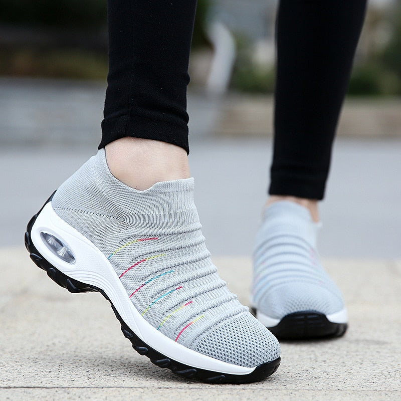 Women Fly-knit Breathable Casual Height Increasing Shoes - Image 5