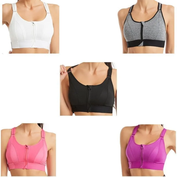 Wireless Support Super Tight Impact Resistant Zipper Sports Bra - Image 4