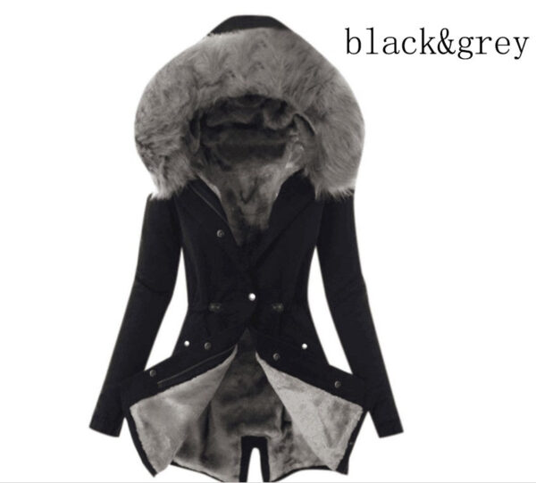 Womens Leather Jacket Black Friday Deals Faux Fur Hooded Coat Winter Fur Collar Casual Thicken Slim Jacket - Image 5