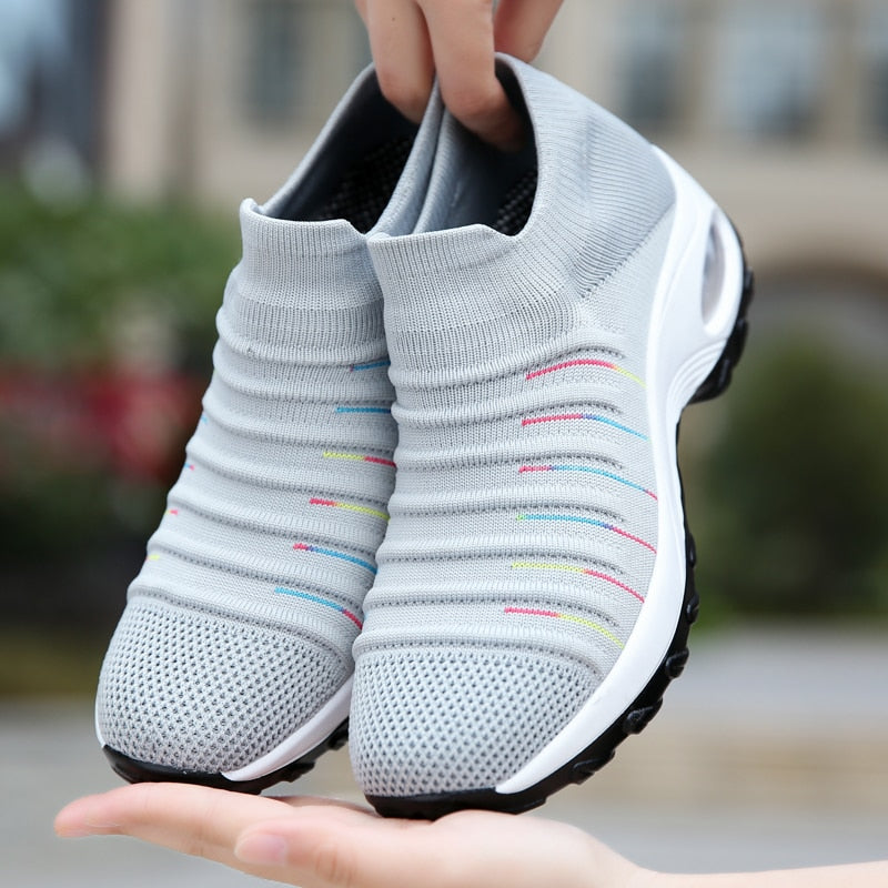 Women Fly-knit Breathable Casual Height Increasing Shoes - Image 7