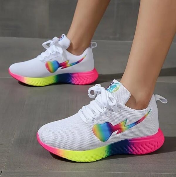 Women's Rainbow Love Sole Flying Woven Sneakers - Image 7