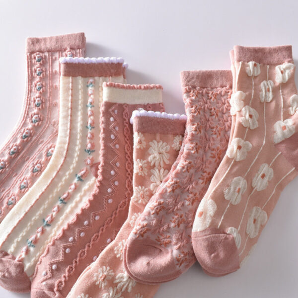 Pink Cute Knit Pattern Women's Socks C(New Year's Sale)*