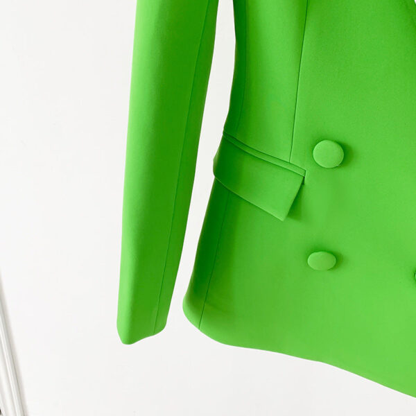 Women Green Pantsuit fitted Blazer + Mid-High Rise Flare Trousers Suit Pantsuit - Image 16