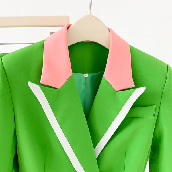 Women Green Pantsuit fitted Blazer + Mid-High Rise Flare Trousers Suit Pantsuit - Image 8