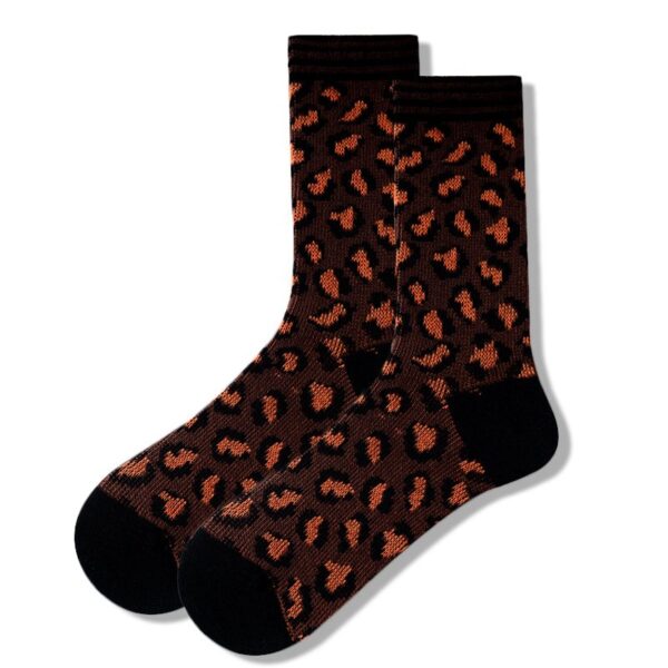 Socks Women's Stockings Spring and Autumn Combed Cotton Leopard Print Socks Girls Retro Style Wild Street Fashion Socks Stockings - Image 4