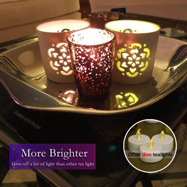 Realistic and Bright Flickering Bulb Battery Operated Flameless LED Tea Light for Seasonal & Festival Celebration - Image 6