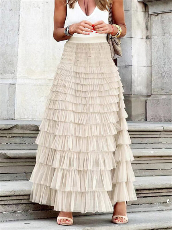 Women's Fashion Sweet Layered Pleated Long Cake Skirt - Image 4