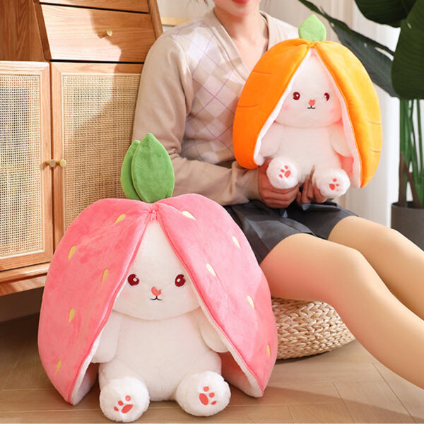 Strawberry Bunny Transformed into Little Rabbit Fruit Doll Plush Toy - Image 6