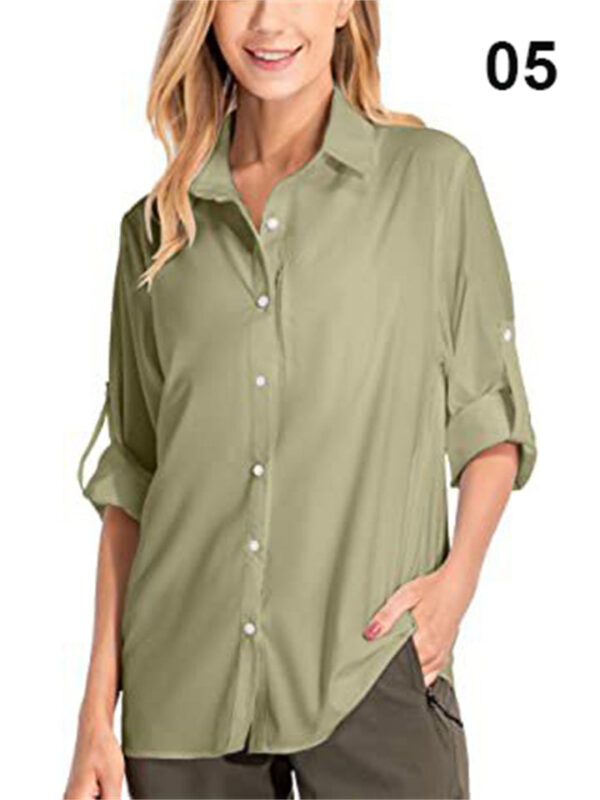 Women's Travel Vacation Sun Protection Long Sleeve Button Shirt - Image 5