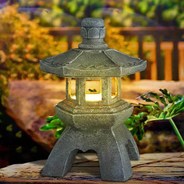 Retro Decorative Solar Tower Resin LED Outdoor Landscape Lighting - Image 2