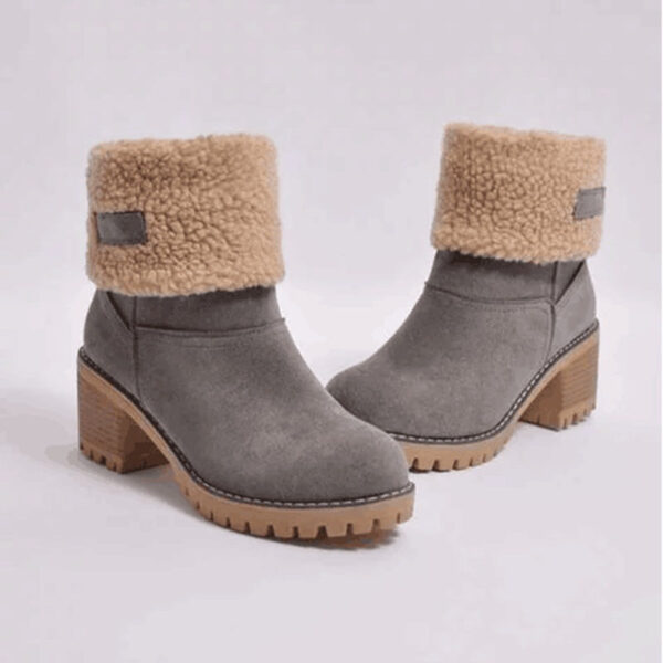 Women's Chunky Heel Round Toe Snow Boots - Image 2