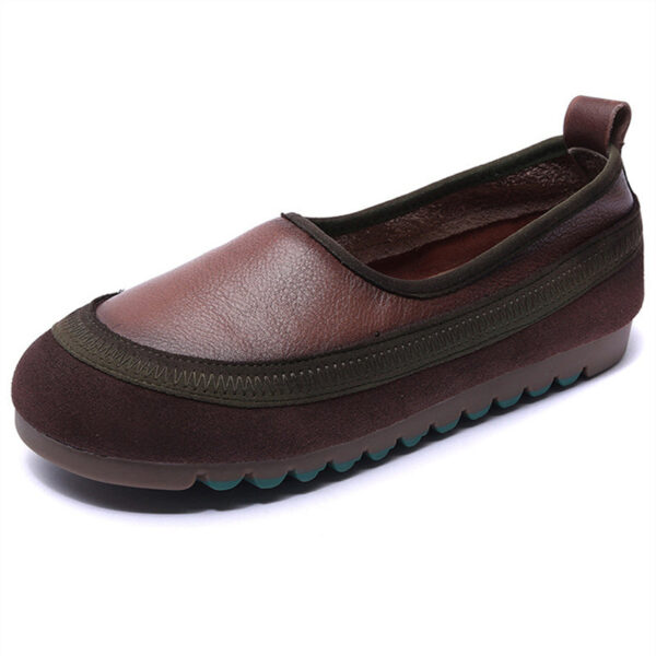 Women's Breathable Leather Splicing Soft Rubber Sole Non-Slip Loafers - Image 14