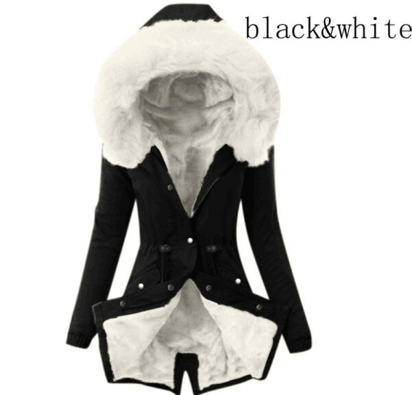 Womens Leather Jacket Black Friday Deals Faux Fur Hooded Coat Winter Fur Collar Casual Thicken Slim Jacket - Image 2