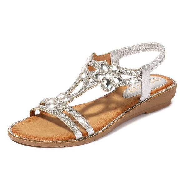 Bohemian Style Fashion Woman Sandals Diamonds Wedge Party Shoes - Image 4