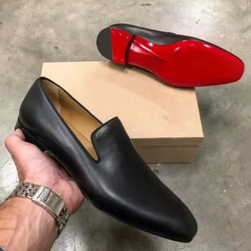 Men’s Vintage Leather Dress Shoes Red Bottom Shoes – Reinsho