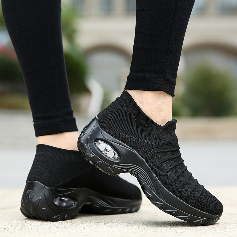 Women Fly-knit Breathable Casual Height Increasing Shoes - Image 11