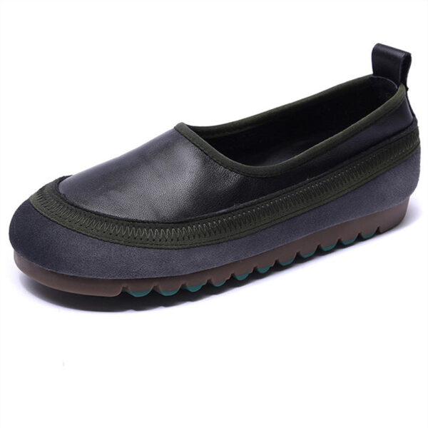 Women's Breathable Leather Splicing Soft Rubber Sole Non-Slip Loafers - Image 16