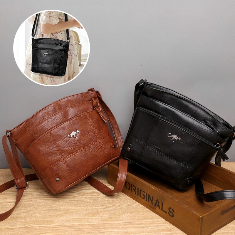 Soft Leather Messenger Multi Pocket Large Capacity Shoulder Bag - Image 10