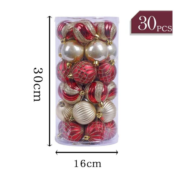 Red And Gold Christmas Tree Baubles Christmas Ball Ornaments, Set of 30 - Image 7