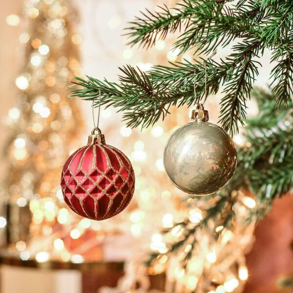 Red And Gold Christmas Tree Baubles Christmas Ball Ornaments, Set of 30 - Image 3