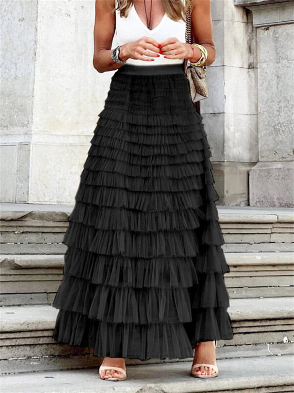 Women's Fashion Sweet Layered Pleated Long Cake Skirt - Image 3