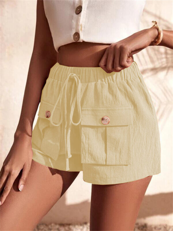 Summer Patch Pocket Drawstring Sports Shorts for Women - Image 8