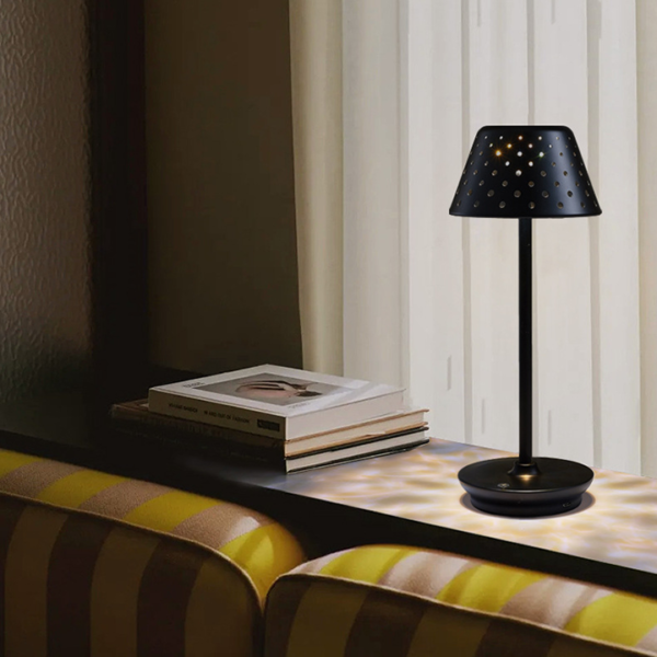 Retro Cordless Table Lamp With Perforated Lampshade - Image 12