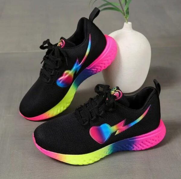 Women's Rainbow Love Sole Flying Woven Sneakers