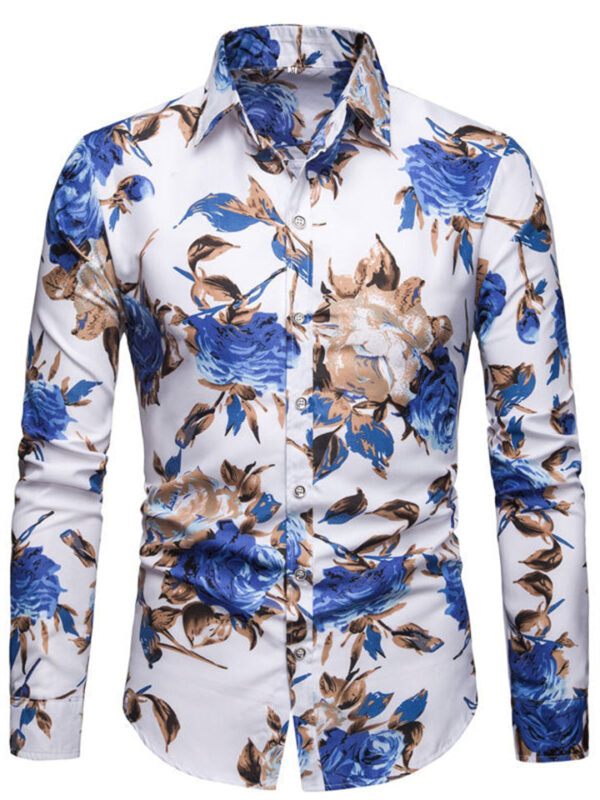 Stylish Relaxed Lapel Beach Floral T-shirts for Men